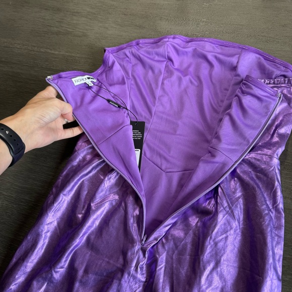 NWT Purple Metallic Neptune Mini Dress Corset Strapless Fashion Nova M - Picture 8 of 12
